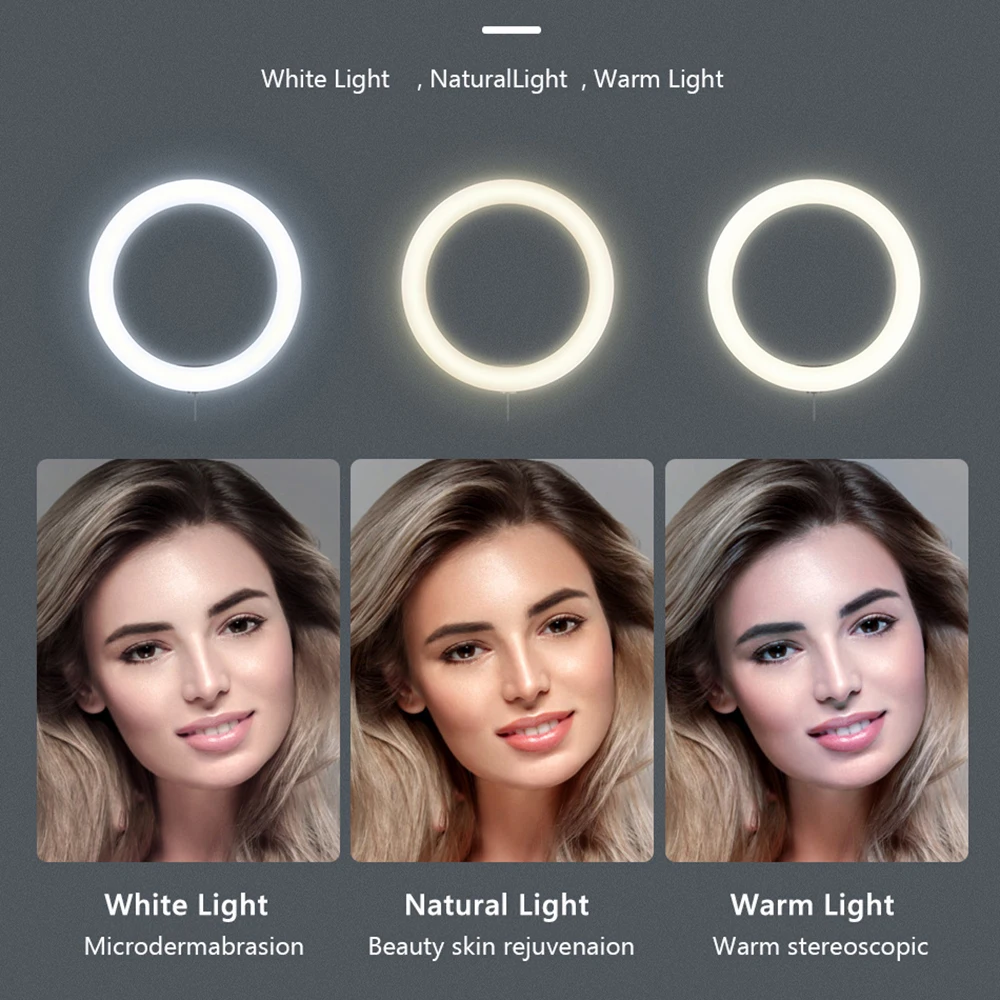 10" Selfie Ring Light With Tripod Photography Round Ring Lamp LED Lights Dimmable Ringlight For Youtube Makeup Live Video Stream