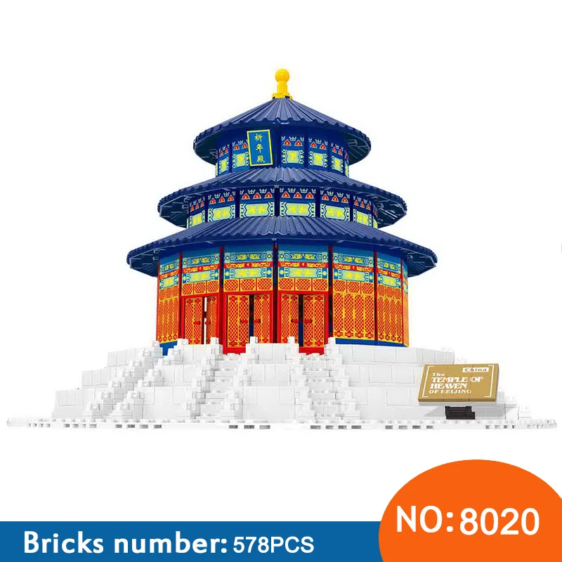 

NEW 8020 1052pcs The TEMPLE OF HEAVEN OF BEIJING World's Great Architecture Legoinglys City Building Blocks Bricks Toys