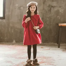 Г., зимнее утепленное бархатное платье для девочек зимнее платье в клетку для маленьких девочек с воротником в виде листка лотоса милое платье принцессы для девочек#8254