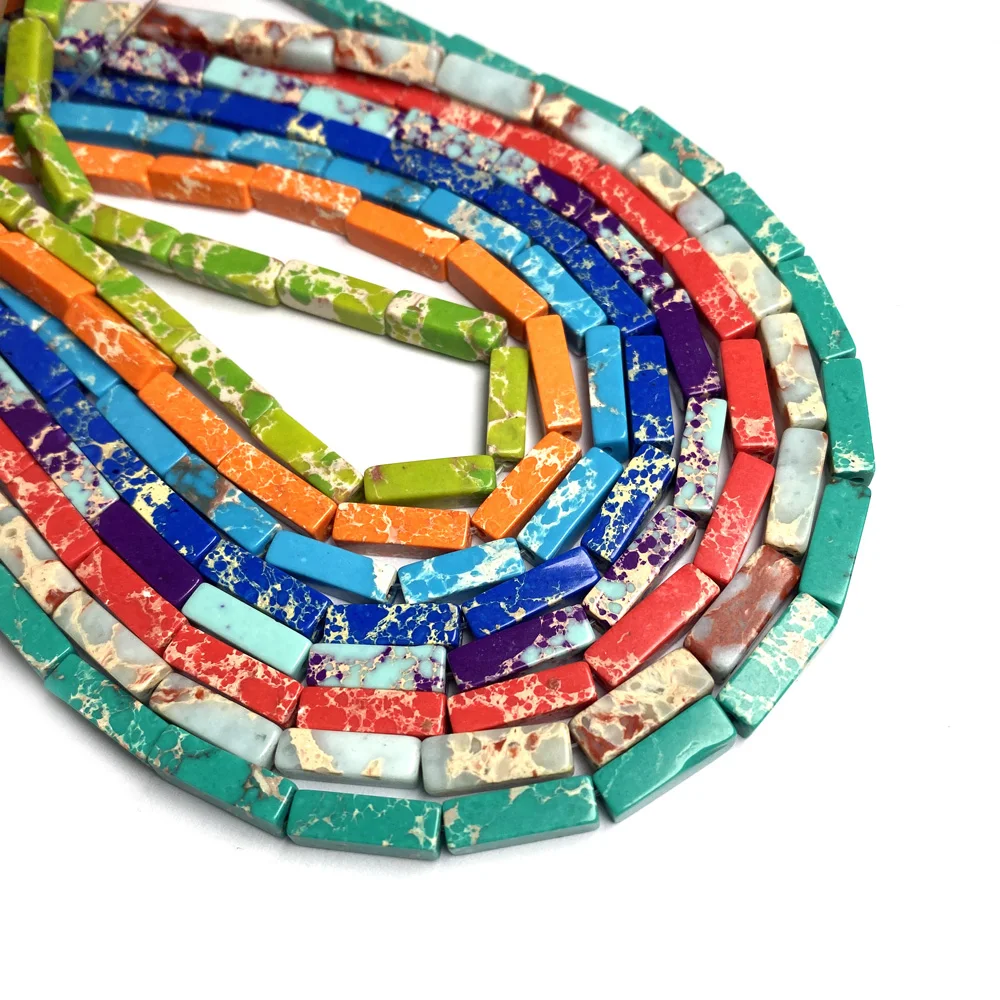 Natural Stone Rectangular Scattered bead agates crystal string Beads