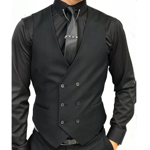  Chaleco para hombre con 3 bolsillos reales, camiseta sin mangas  formal para hombre para esmoquin, fiesta de trabajo (color negro, talla: M)  : Ropa, Zapatos y Joyería