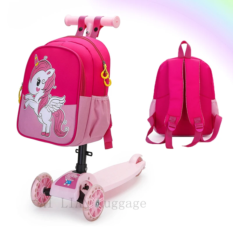 Anerkendelse dominere kom over 2022 New Kids Scooter Luggage Bag,kid Cartoon Schoolbag,skateboard Backpack  For Children,trolley Suitcase On Wheels, Small Case - Kid's Luggage -  AliExpress