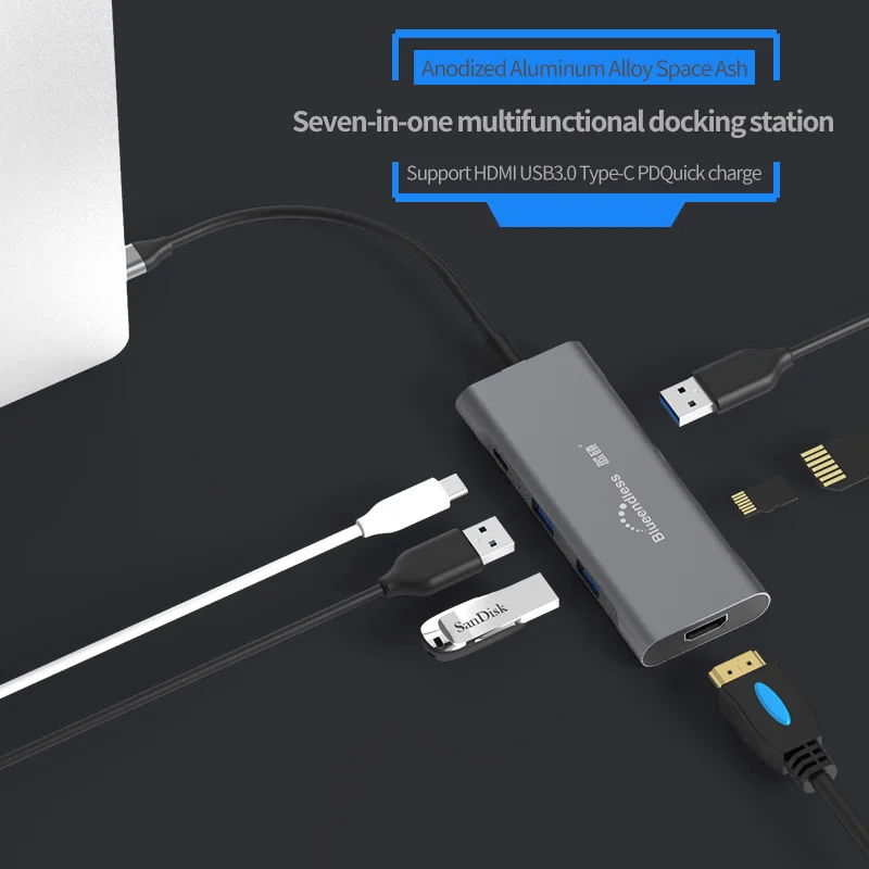 Адаптер USB Type C 3 1 разветвитель с портами несколькими 0 SD TF картами для MacBook Pro