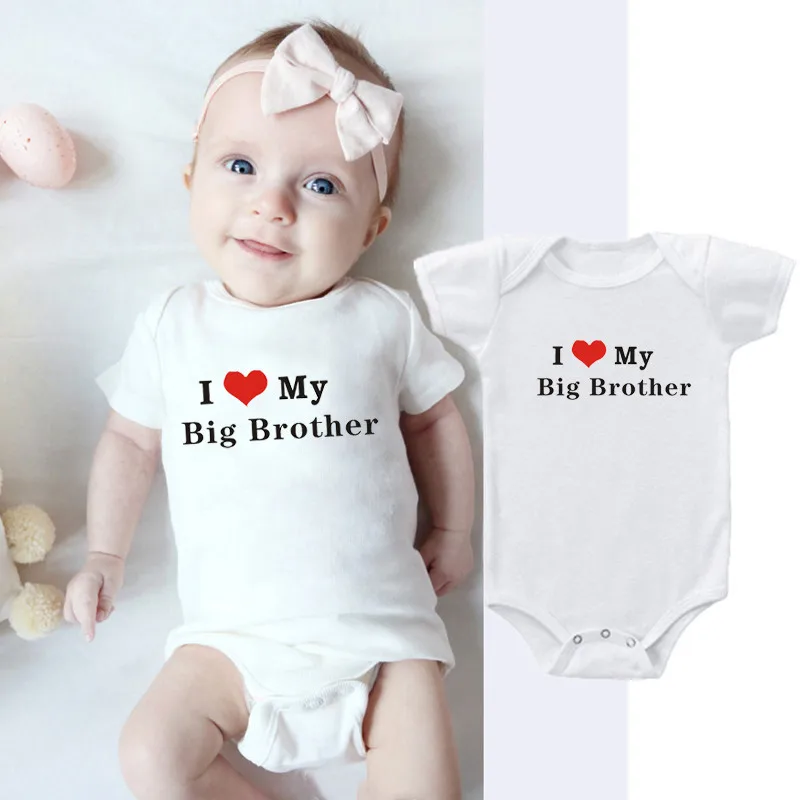 Футболки с надписью «I Love My Big Brother, детское боди для новорожденных, Одежда для маленьких мальчиков и девочек из хлопка для малышей, боди для малышей Комбинезоны Одежда для новорожденных