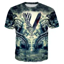 Vikingo 3D impreso Vintage camiseta verano Negro hombres camiseta Cool camiseta hombre Ropa 2020 Homme camiseta