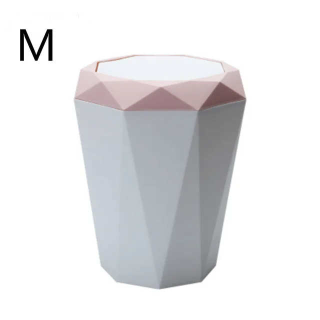 Pink-M Большая емкость, скручивающаяся крышка, мусорные ящики, креативные ромбовидные формы для ванной, кухни, ведро для хранения мусора, настольные бумажные мусорные баки - Цвет: Pink-M
