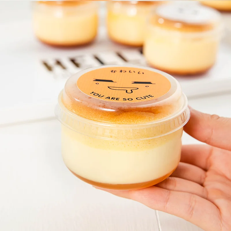 Pudding Plastic Cup with Lid Japanese Cake Packaging Baking Jelly