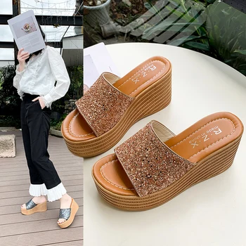 

Women Summer Slippers Shoe Wedge Sandals Casual Platform Sandals Peep Toe Soft Comfortable Shoes Outdoor Slippers On Flip Flops