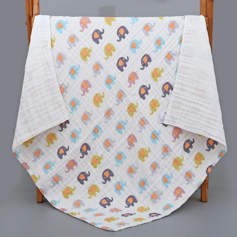 Impressão dos Desenhos Multi-camada de Alta Fácil de Limpar Animados Recém-nascidos Qualidade Algodão Gaze Cobertor Seersucker Carrinho Swaddle Envoltório Infantil 7 Cobertores e mantas