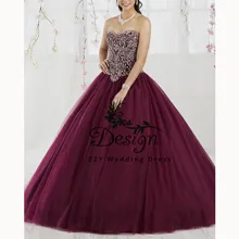 Vestido de 15 anos вырез в форме сердца с кристаллами Бисер фиолетовый Расшитое бисером в честь пятнадцатилетия платья аппликации с длинным шлейфом сладкий 16 платья для женщин