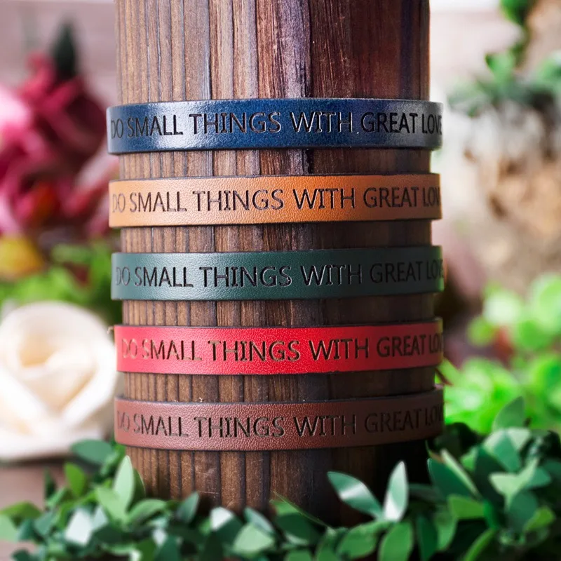 

Genuine Leather Bracelet DO SMALL THINGS WITH GREAT LOVE Personality Unisex Jewelry Best Birthday Gift FOR Men Women