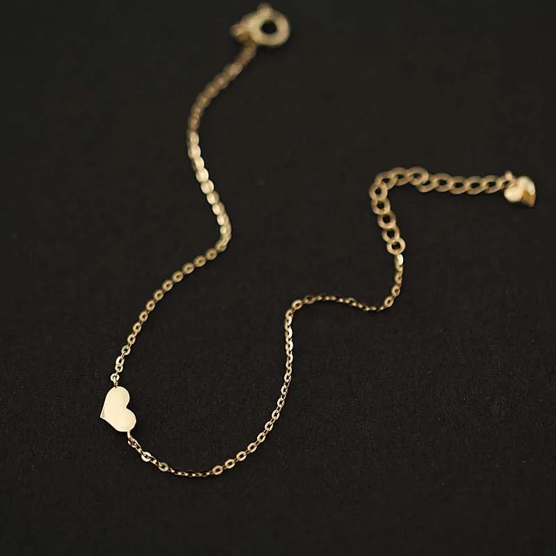 

CMajor 14K Sold Gold Fine Jewelry Temperament Lovely Sweet Heart-shaped Dainty Minimalist Jewelry Delicate Bracelet for Women