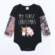 Коллекция года, Рождественская Одежда для новорожденных, малышей, маленьких девочек и мальчиков комбинезон с рукавами с изображением Санта-Клауса хлопковый комбинезон для детей возрастом от 0 до 24 месяцев