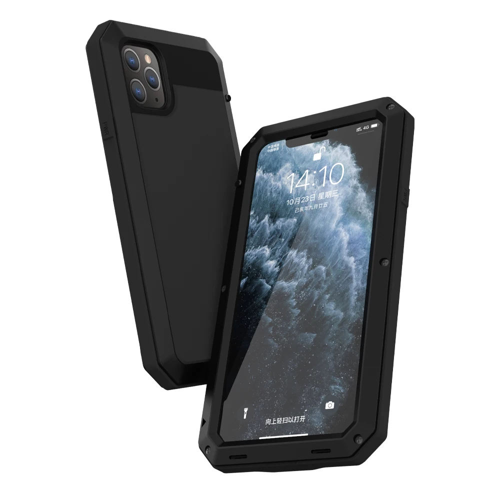 R-JUST металлический алюминиевый чехол для Iphone 11 Pro Max мощный защитный противоударный силиконовый чехол для Iphone11 Pro Max задняя крышка