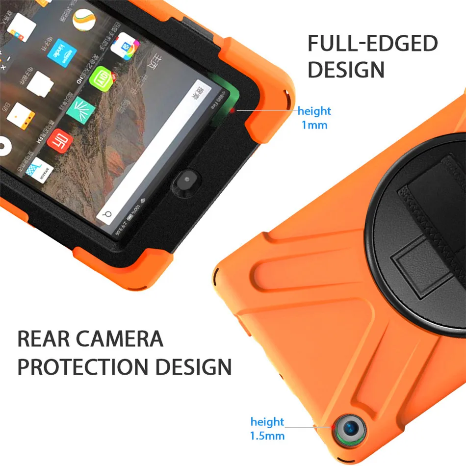 Чехол для Amazon fire 7 дюймов / выпуска чехол Funda дети Безопасный ударопрочный сверхмощный с 360 вращающейся подставкой и ремешком