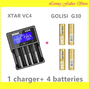 

4 pcs GOLISI G30 IMR 18650 3000mah 25A 3.7V rechargeable batteries and 1 pcs XTAR VC4 lithium 4 slots orginal battery charger