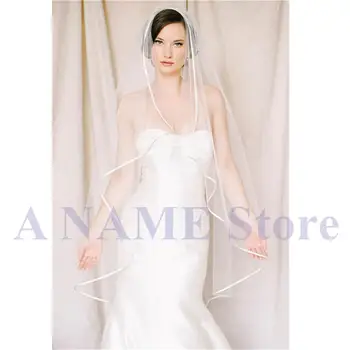 

ISHSY Women Bridal Wedding Veil Satin Edge Tulle One layer Veils Wedding Accessories Comb Velo de Noiva Voile de mariage mariee