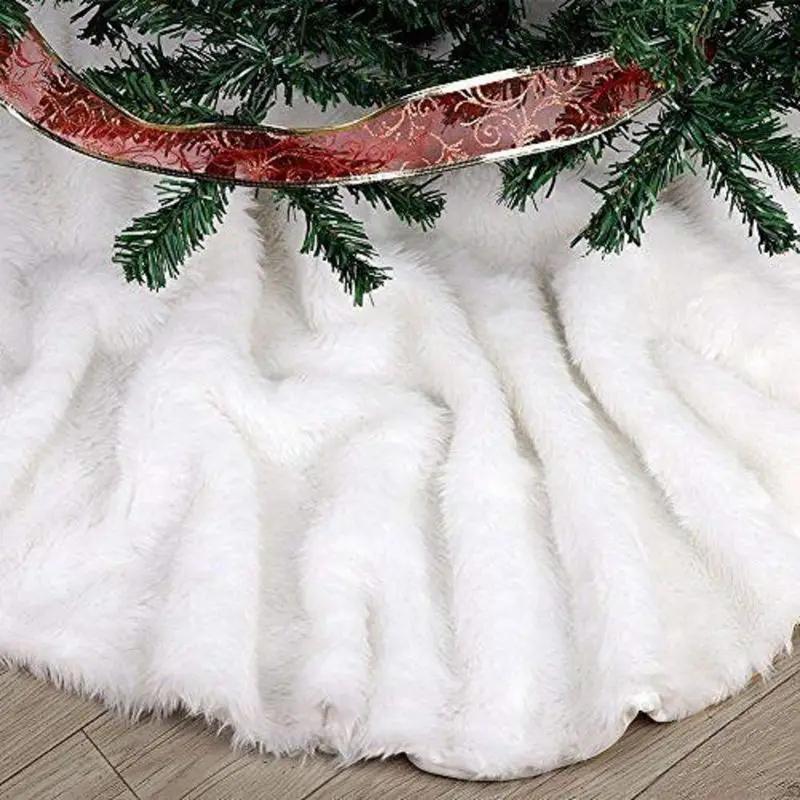 Christmas Tree Skirt,1pc White Carpet Christmas Tree Skirt Base Floor Mat Cover For Christmas Tree Decoration New Year Home Par