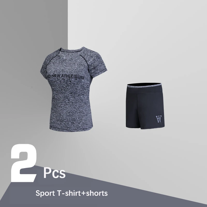Gym-Set0602Pcs-S-GRA Набор для йоги, женская спортивная одежда, красный, зеленый, серый цвета, одежда для спортзала, XL, одежда для фитнеса, спортивный костюм, костюм для улицы, спортивная одежда для женщин - Цвет: Gym-Set0602Pcs-S-GRA