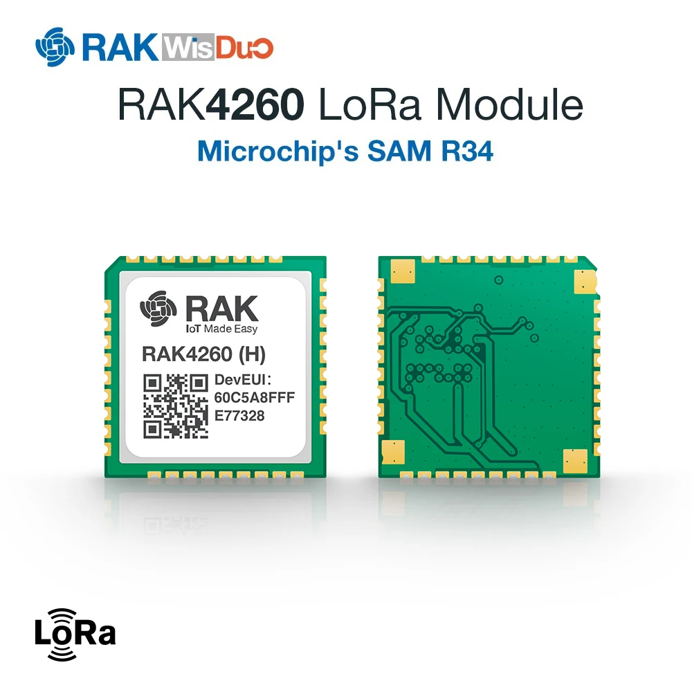 Модуль RAK4260 LoRa основан на ATSAMR34J18B микрочипа. Это объединение 32-разрядный процессор ARM Cortex-M0+ MCU с LoRa приемопередатчик