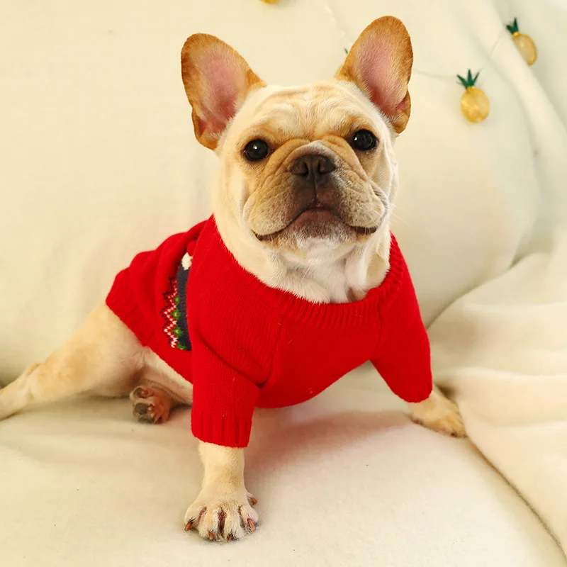 Свитер для собак, милое рождественское пальто, куртка для маленьких и средних собак, Санта Клаус, одежда для собак, мопс, французская одежда для бульдога