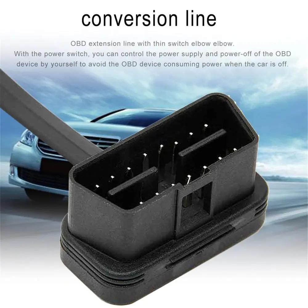 Портативный Удлинительный кабель OBD для подключения к гнезду плоский Профессиональный диагностический кабель с кнопкой переключения для автомобилей