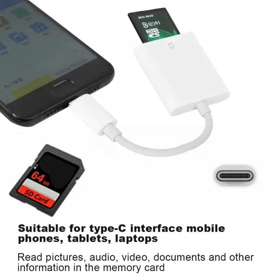 NK105 TC Type-C Card Reader for Mobile Phones Tablets Laptops with Type-C Interface White