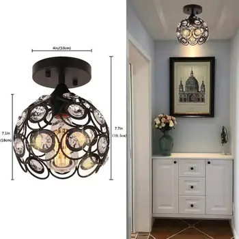

E27 Creative Minimalist Ceiling Light Single Wall Ceiling Lamp Bedroom Lamp Single European Iron Lamp Crystal Decorative Light