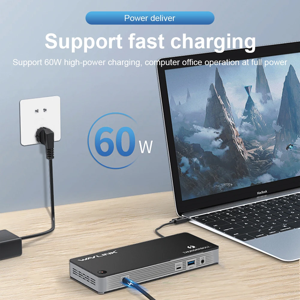Wavlink-thunderbolt 3 USB-Cドッキングステーション,デュアル4k @ 60hzビデオディスプレイ,60w,USB-C電力供給,macbook  pro,intel認定 - AliExpress パソコン  オフィス