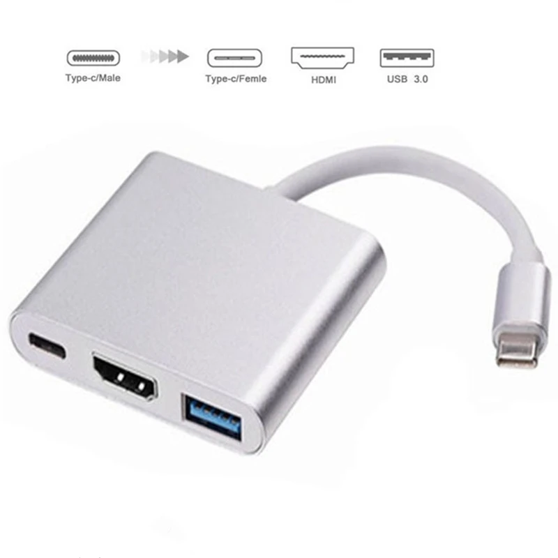 Кабель адаптер Type C USB 3 1 to 4K HDMI 0 в для IPhone X 8 7 Plus 6S IPad серии Macbook Pro|Кабели VGA| |