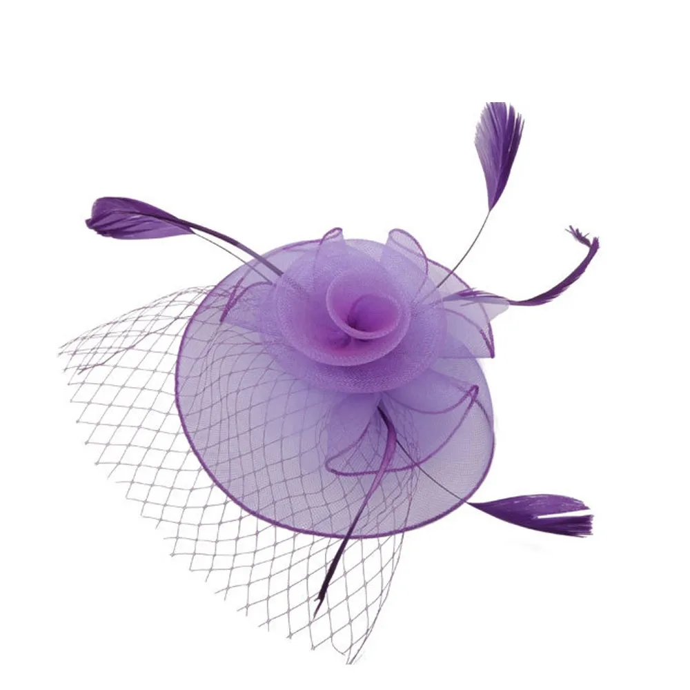 New Women Elegant Wedding Party Hat Fascinator Mesh Ribbons Feathers flowewr Hat pamelas y tocados para bodas
