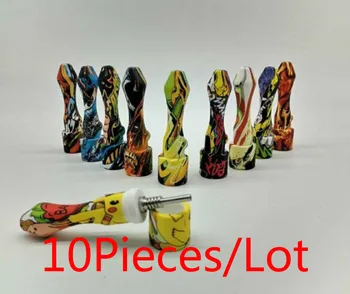 

10pcs collector silicone nectar set thick smoke pipe and 14mm titanium cigarette nail silicone collector straw