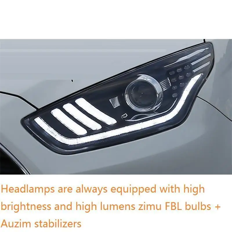 MODEL P Cob боковой сигнал поворота автомобиля Стайлинг внешний Luces Para авто Drl светодиодные фары автомобиля фары в сборе 17 18 для Ford Escort - Цвет: MODEL P