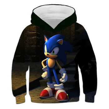 

Autumn Winter Boys' Hoodies Sweatshirt Cute Fashion Children's clothes Cartoon Sonic The Hedgehog Printed Girls' Pullover