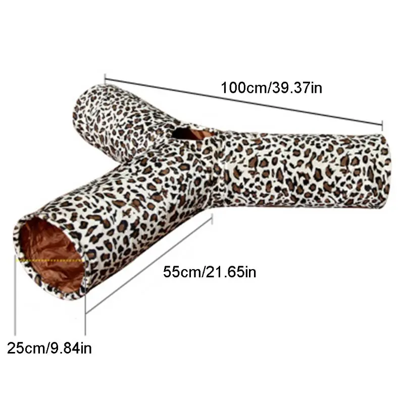 Leopard Crinkle тройник ролик Кот туннель Котенок Играть Игрушка складной вентиляции