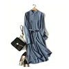 winter new women turn-down collar dress high quality 100% superior cashmere knit dress with belt ► Photo 3/5