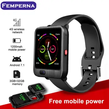 

Femperna LEM11 4G Smart Watch Camera Android7.1 3G+32G WIFI GPS SIM Card with Wireless Bluetooth Power Bank Smartwatch Men