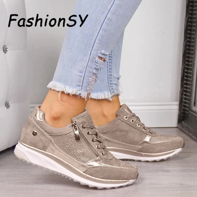 US $10.50 Women shoes Wedges Sneakers women Vulcanize Shoes Sequins Shake Shoes Fashion Girls Sport Shoes Wom