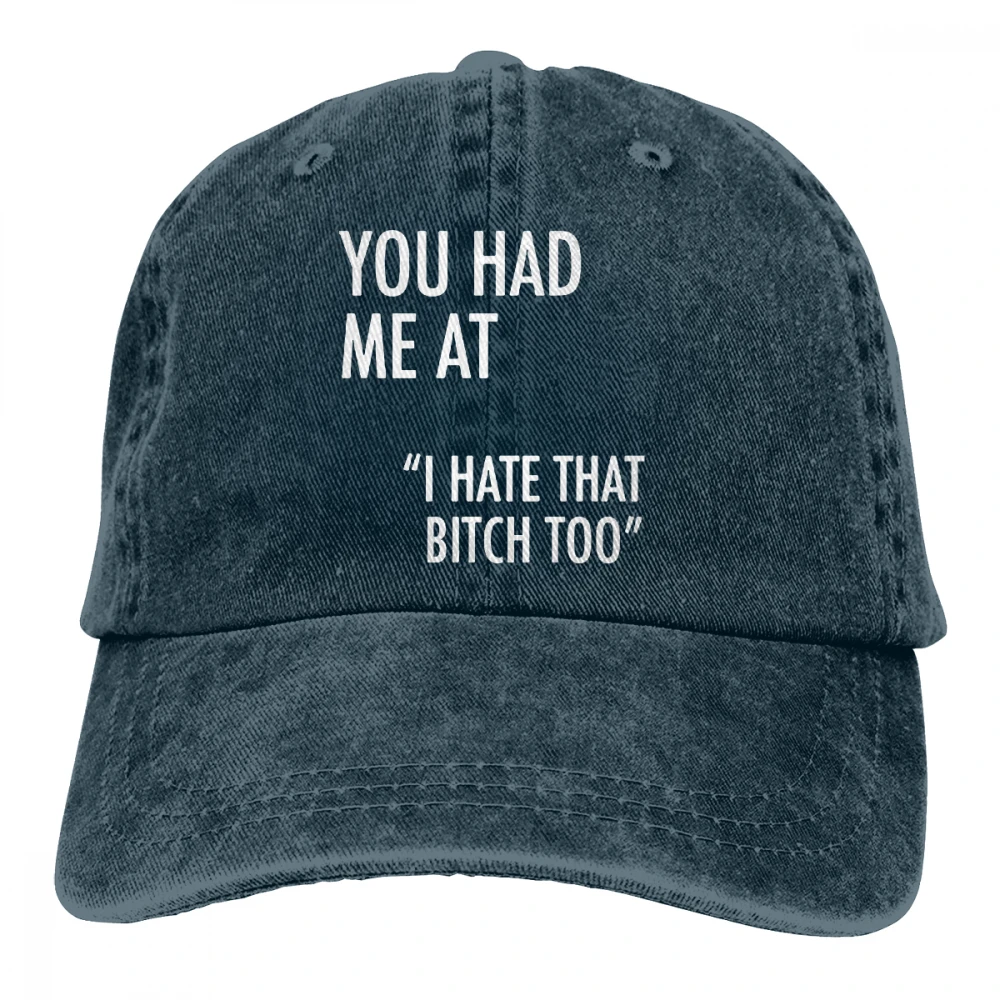 Горячая Распродажа, у вас есть у меня в L Hate That Bitch Too Casquette Черная мужская женская джинсовая бейсболка с ремешком, регулируемая шапка для гольфа, папы