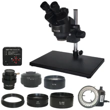 Rosja darmowa wysyłka 7X-45X 3.5X-90X Trinocular Stereo Zoom duży stół stojak mikroskop WF20X 0.5X 2.0X pomocnicze obiektyw