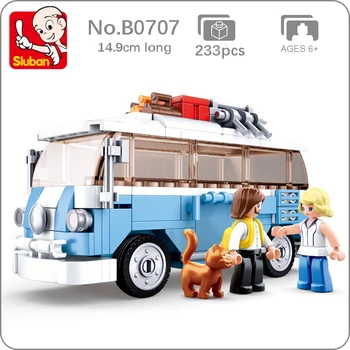 

Sluban B0707 Model Bricks Station Wagon Travel Car Vehicle DIY Model 233pcs Mini Building Blocks Bricks Toy for Children no Box