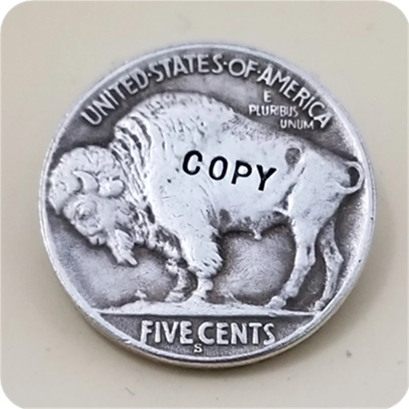 Хобо никель Coin_Type# 19_1936-S с гравировкой в виде американского бизона из никеля монеты