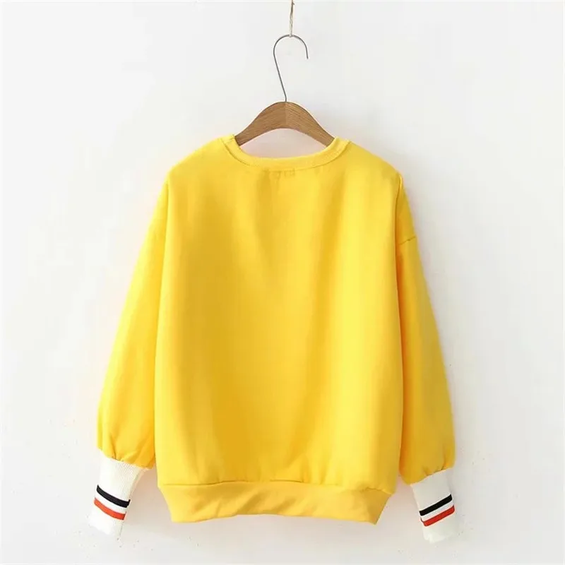 Sweet Print Women Hoodie Loose O-neck Pullover Chic Rainbow Hoodies Sweatshirts Casual Long Sleeve Thick Warm Female Sweatshirt