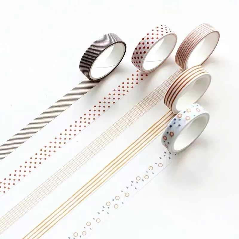 03.The Autumn Leaves 5pcs/lot 10mm*3m Foil DIY Decoration Washi Tape Scrapbooking Masking Tape Stickers Scrapbooking Washitape Washy Tape 024035 - Цвет: 03.The Autumn Leaves