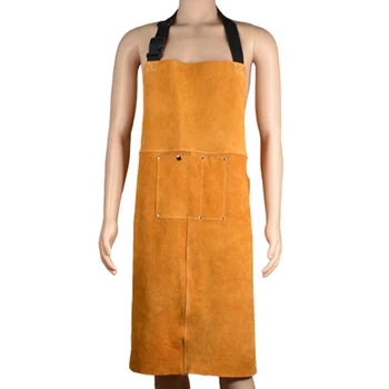 

TOP!-Leather Welding Protective Clothing Apron Thicken Electric Welding Protective Clothing with Pocket Wear-Resistant Anti-Scal