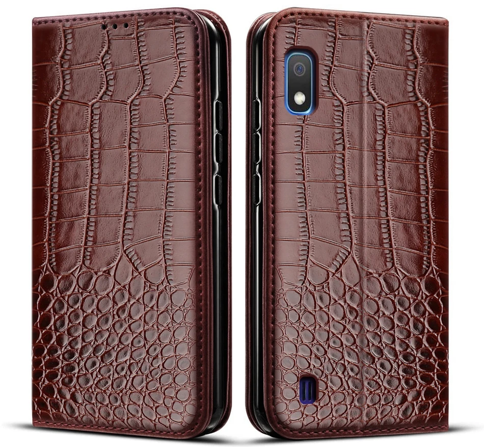 Phone Case Leather Case Leather Phone Case For Samsung Galaxy A10 Crocodile texture leather Cover