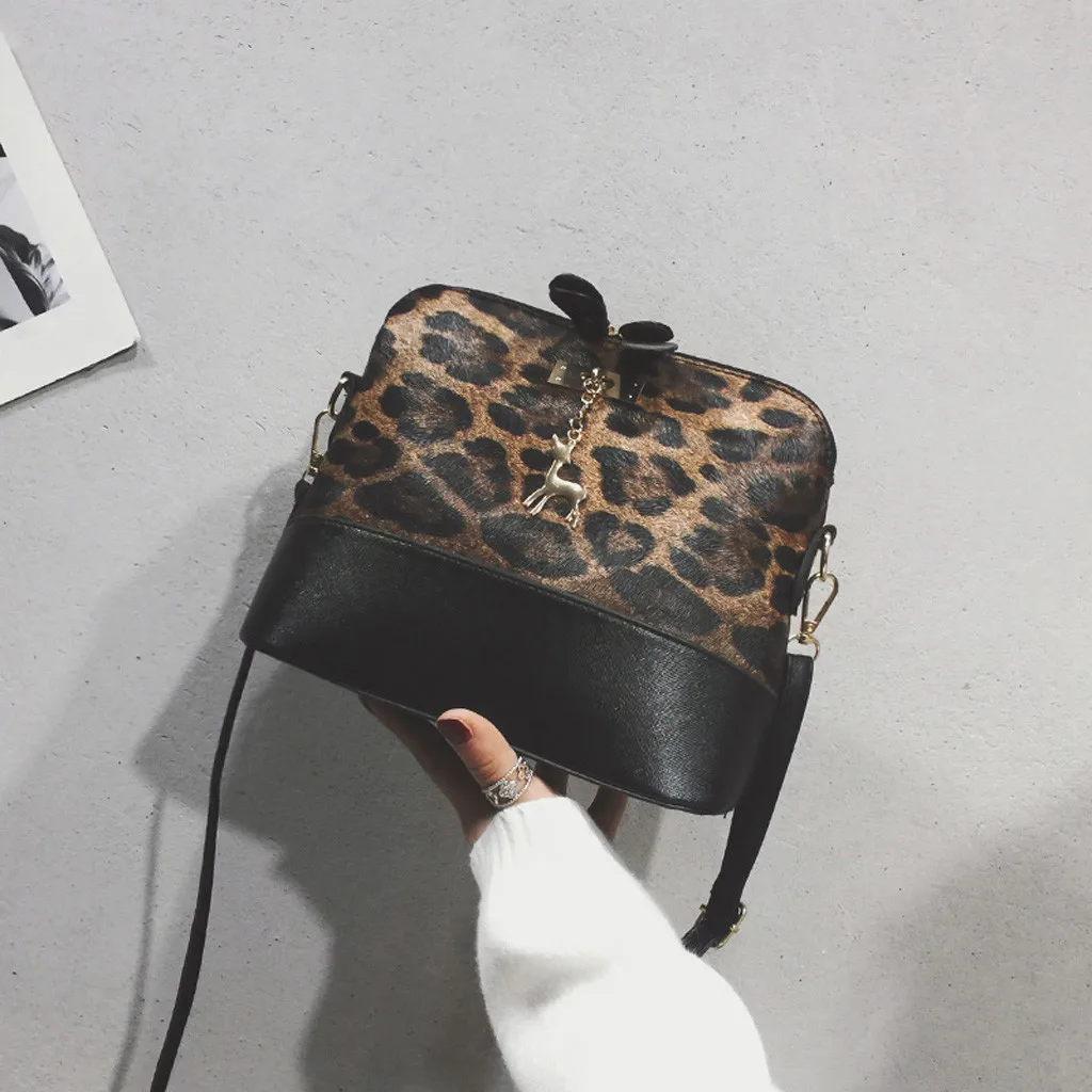 Винтажные сумки через плечо с леопардовым принтом для женщин с подвеской в виде олененка, сумка-мессенджер Modis, панельная сумка через плечо, сумка для основной Женщины#30