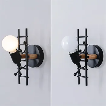 

E27 Retro Metal Art Cafe Villain Climbing Wall Light Iron Villain Climbing Wall Light Without Bulb children's Room Wall Lamps
