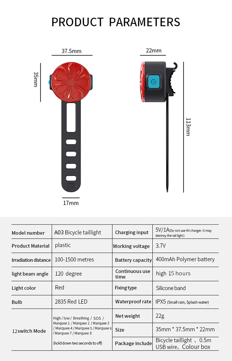 Bike Light USB Rechargeable Led Flash Bicycle Rear Light Running Lights Helmet Backpack Silicone band Lamp Mtb Cycling Taillight (7)