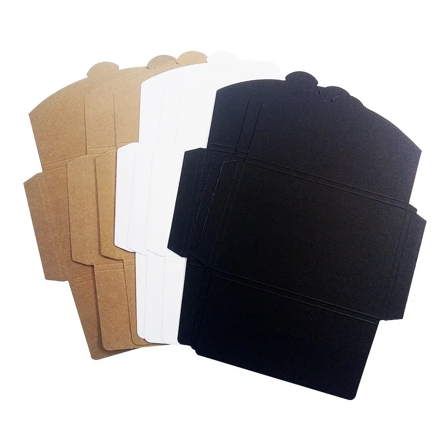 White cowhide black blank folding postcard packaging box 16*10.5cm package bagchrismas 10PCS packing pouches